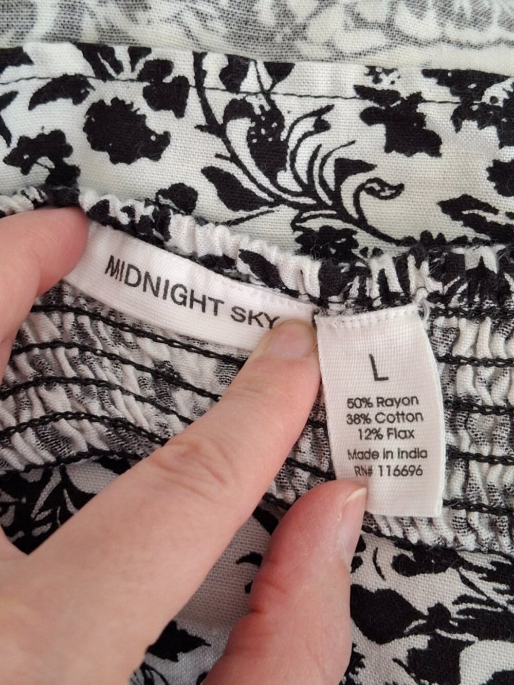 Midnight Sky Floral Handkerchief Top Floral Sz L Crop Neutral Minimalist Boho - Picture 7 of 9